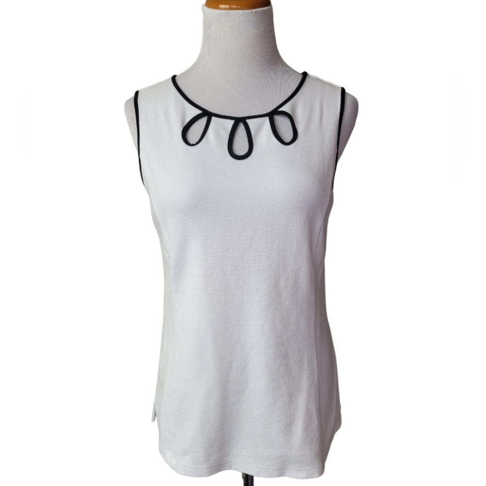 Talbots Small Cut Out Neck White Tank Top